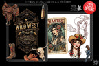 Traditional Wild Western Tattoo Design kit - Procreate & PNG | 200+ Classic Cowboy Tattoos