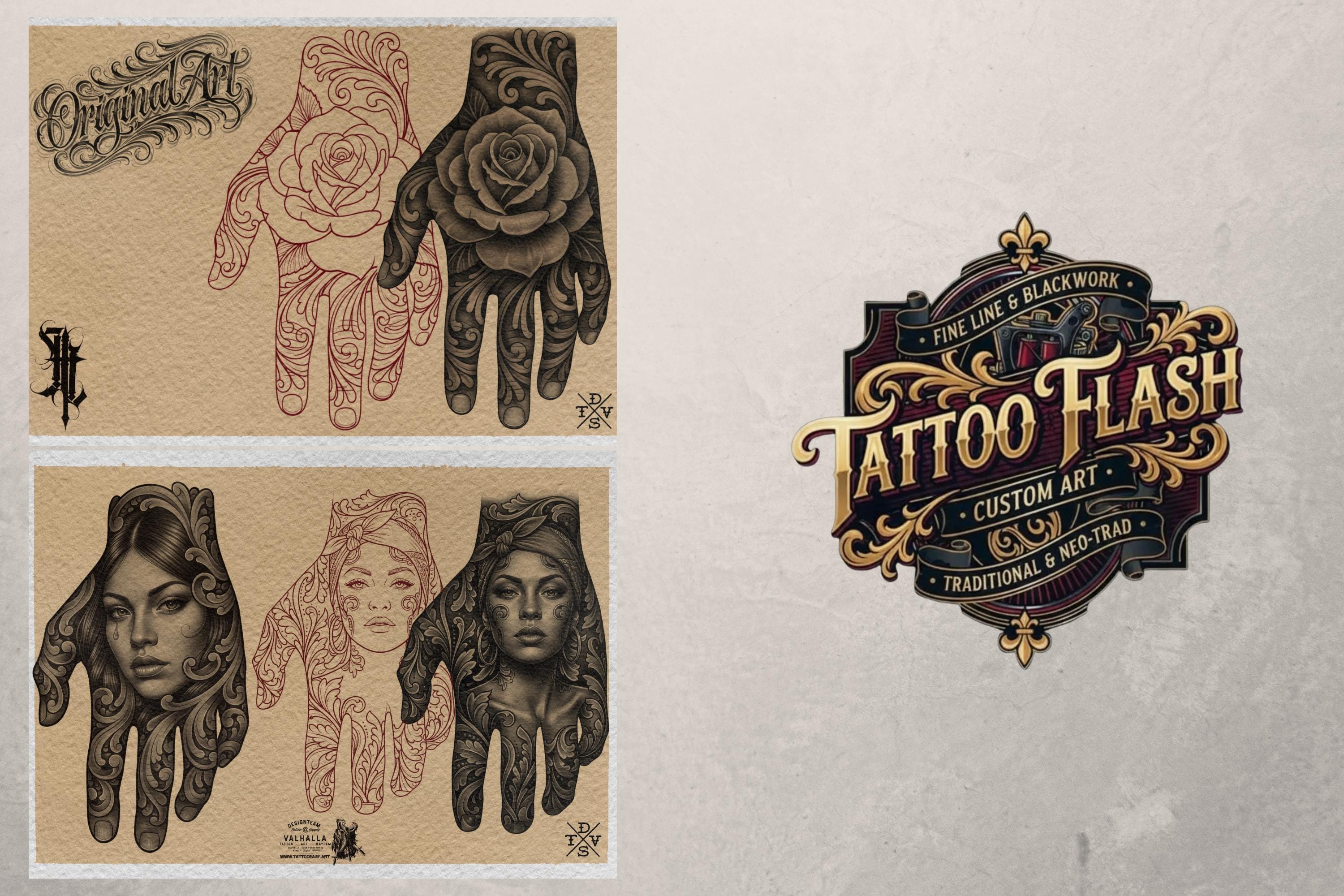 ProcreateTattoo Stamp Brushes, Hand Tattoo ideas ( digital download )