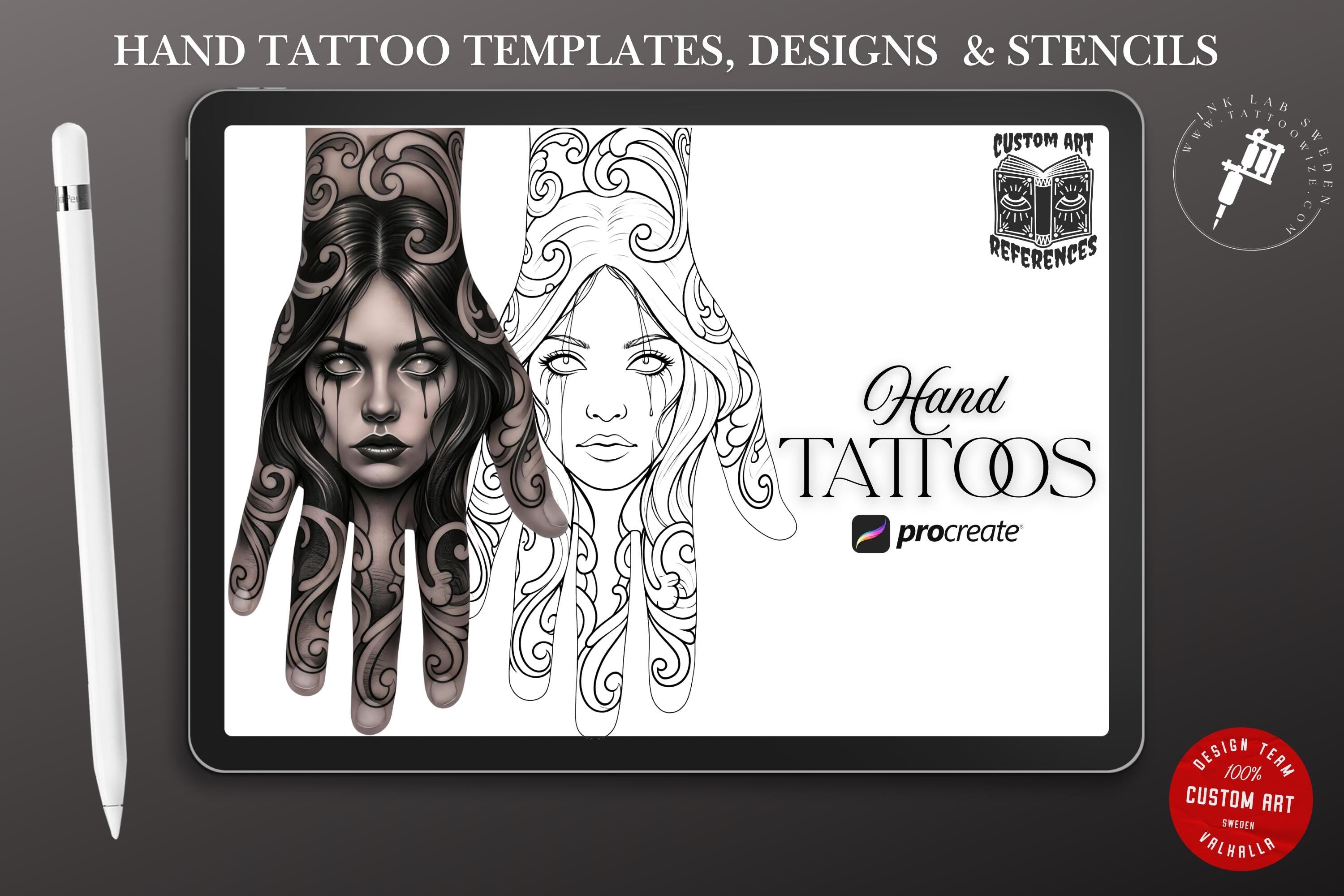 ProcreateTattoo Stamp Brushes, Hand Tattoo ideas ( digital download )