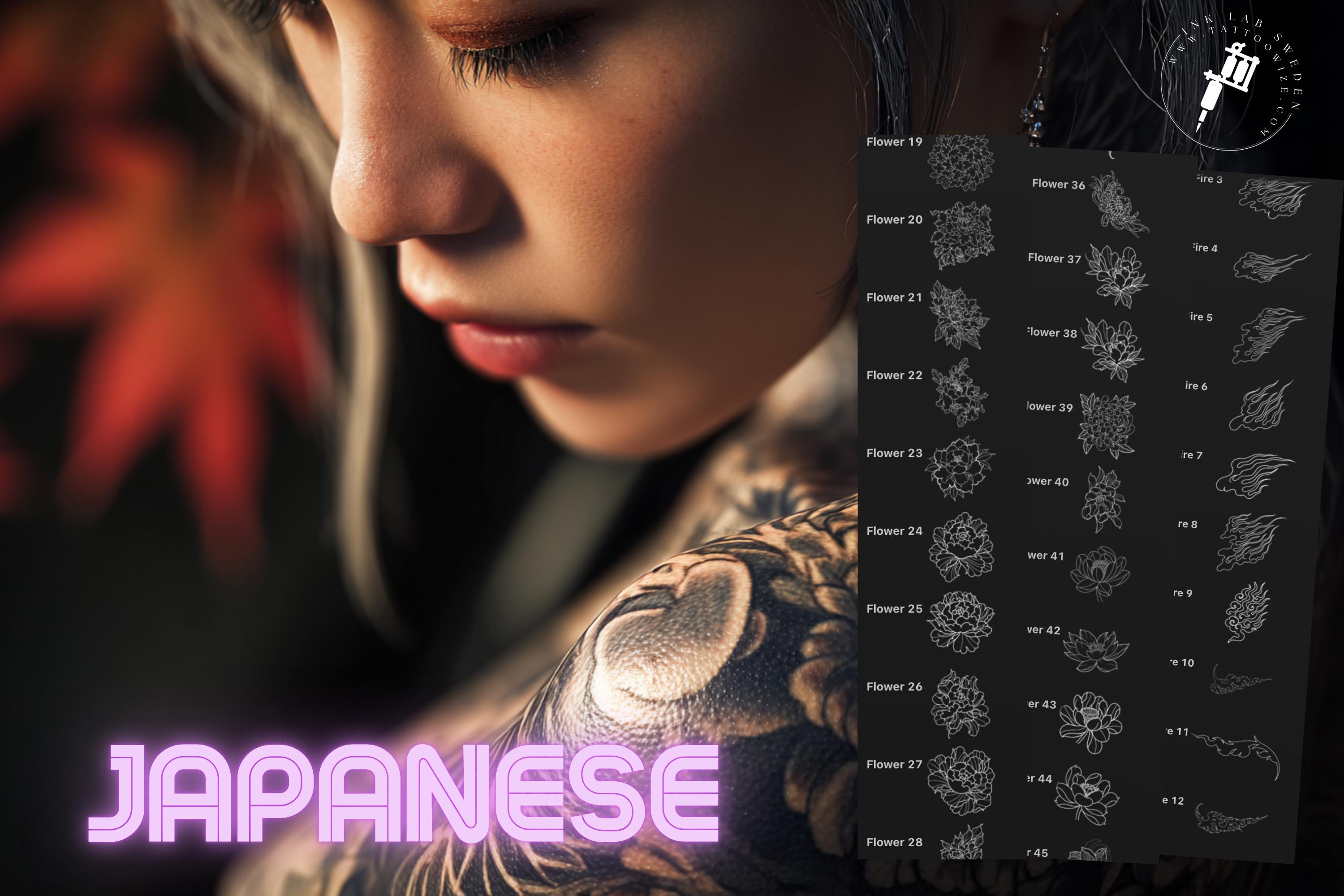 Japanese Tattoo Artist, Watercolor & Flash design kit
