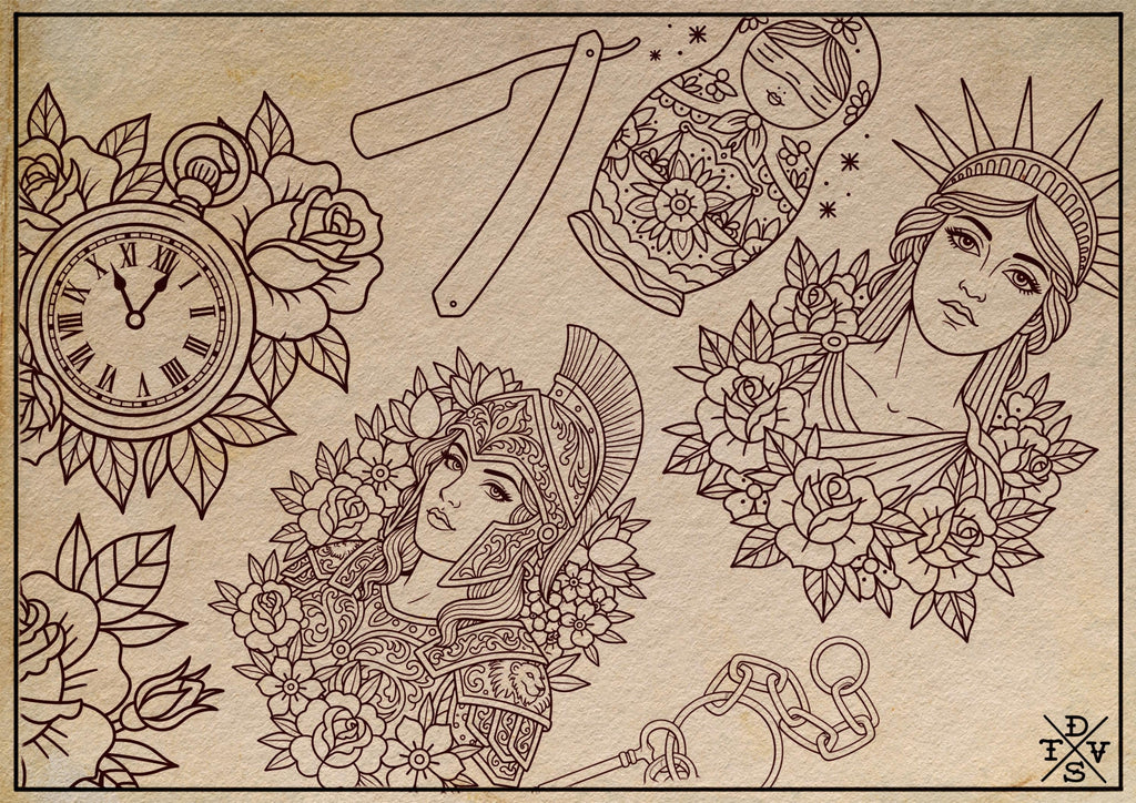 350+ Traditional Tattoo Ideas – Procreate Stamps | Old School