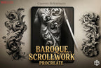Baroque Scrollwork Design Kit: PNG & Procreate Stencils for Tattoos