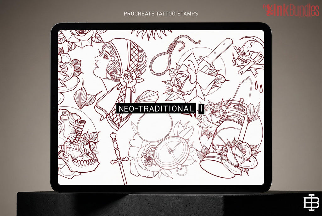 Neo-Traditional vol.1, Procreate creative design kit & custom art! 600+