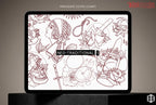 Neo-Traditional vol.1, Procreate creative design kit & custom art! 600+