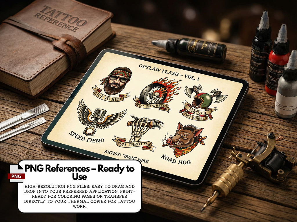 Traditional Biker Tattoo Stencils – Procreate Stamps