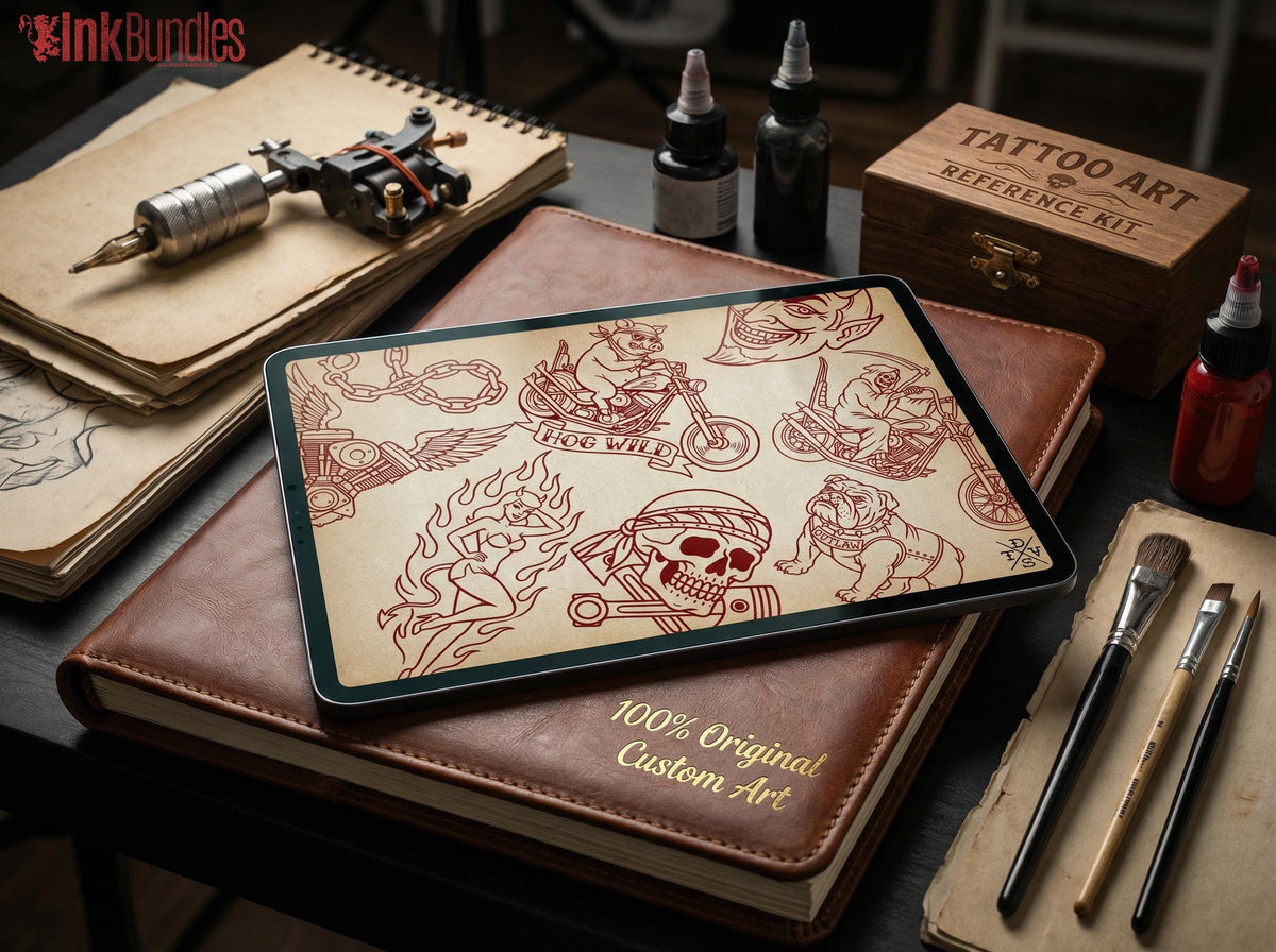 Traditional Biker Tattoo Stencils – Procreate Stamps