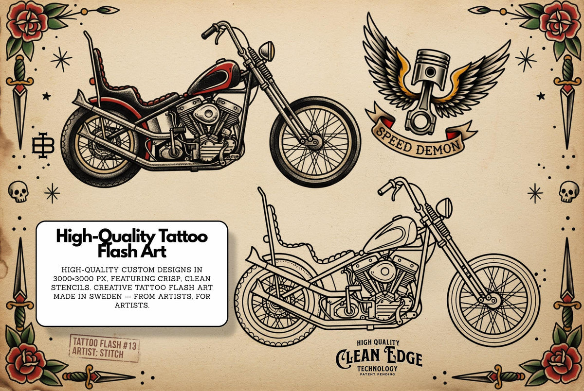 Traditional Biker Tattoo Stencils – Procreate Stamps