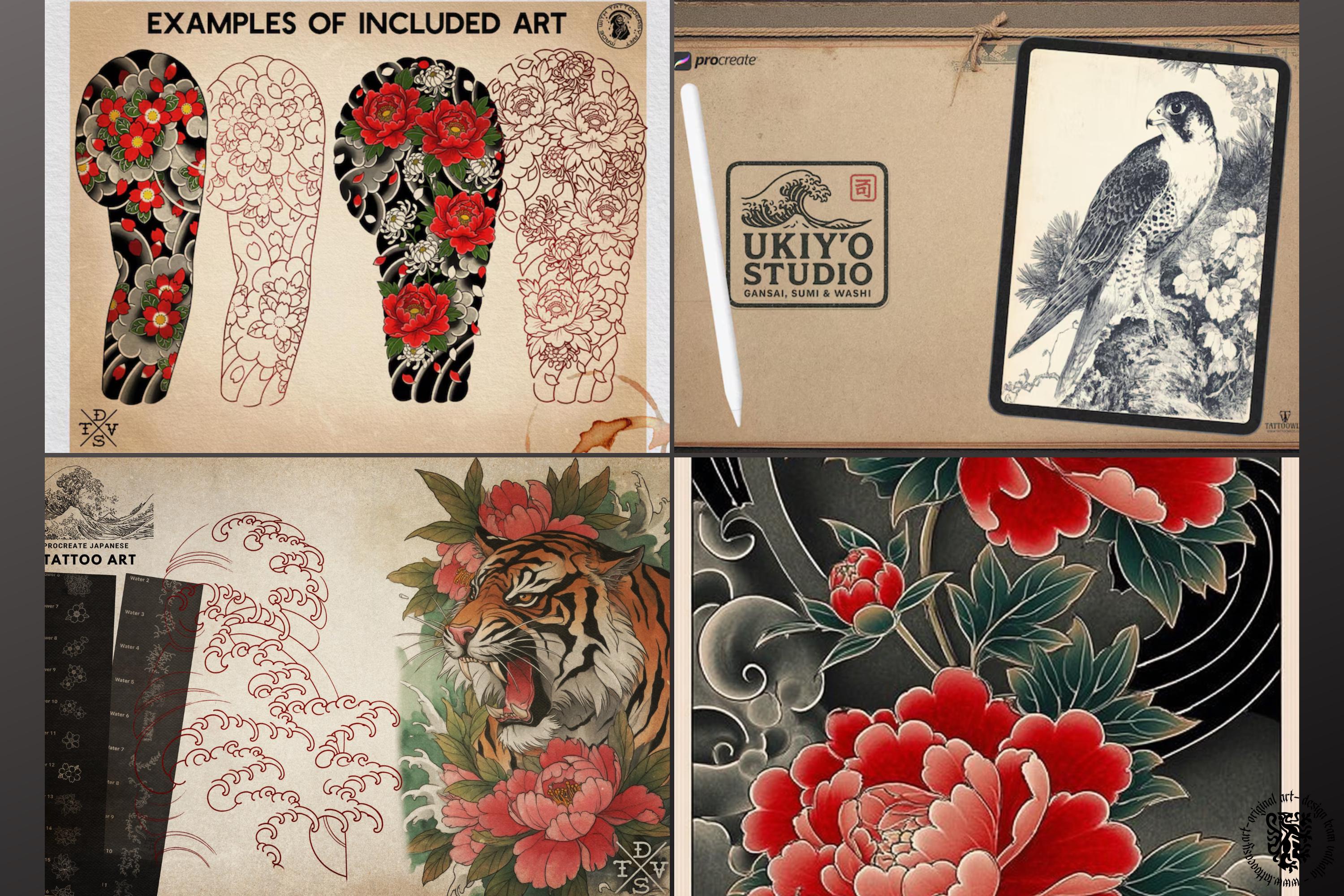 Japanese Tattoo Artist, Watercolor & Flash design kit