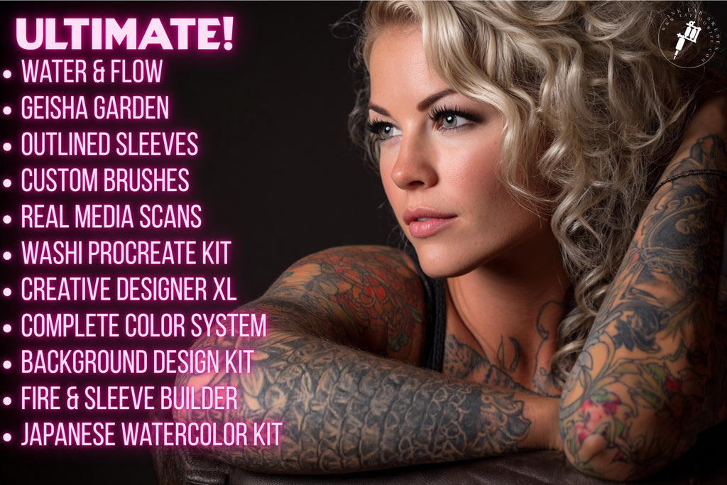 Japanese Tattoo Artist, Watercolor & Flash design kit
