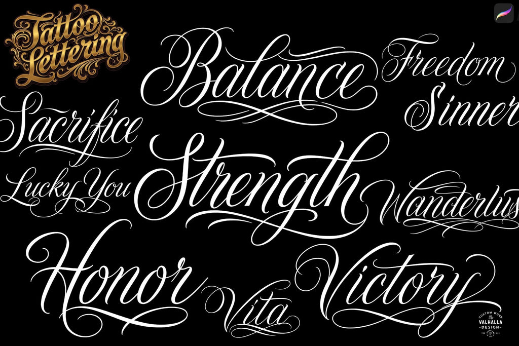 Chicano Lettering kit - Procreate XL | Cholo ( digital download ) Tattoo Fonts design kit