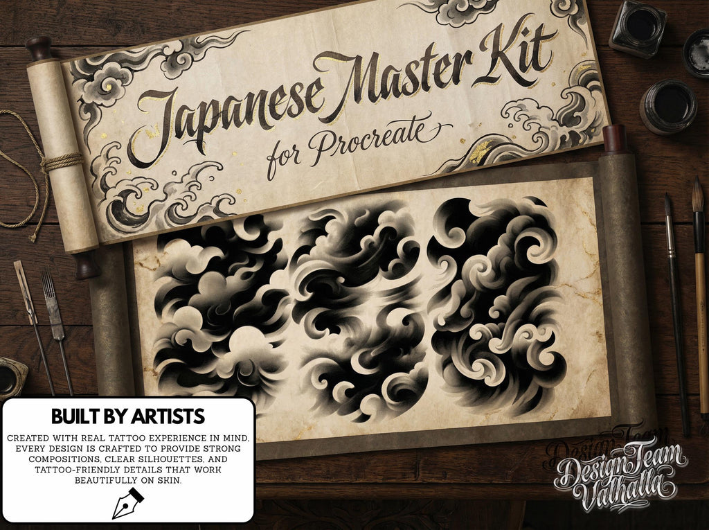 Japanese Tattoo Artist, Watercolor & Flash design kit
