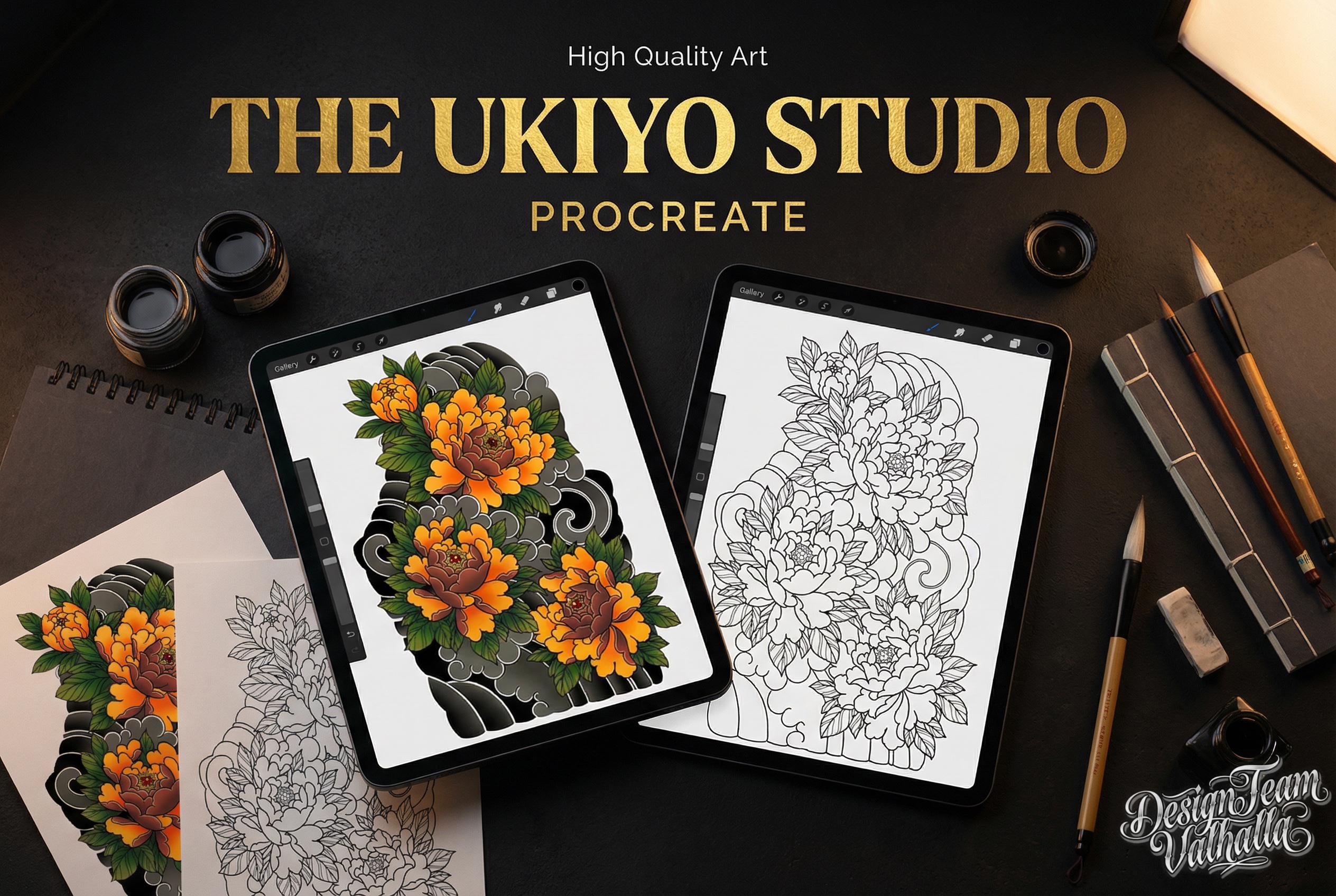Japanese Tattoo Artist, Watercolor & Flash design kit
