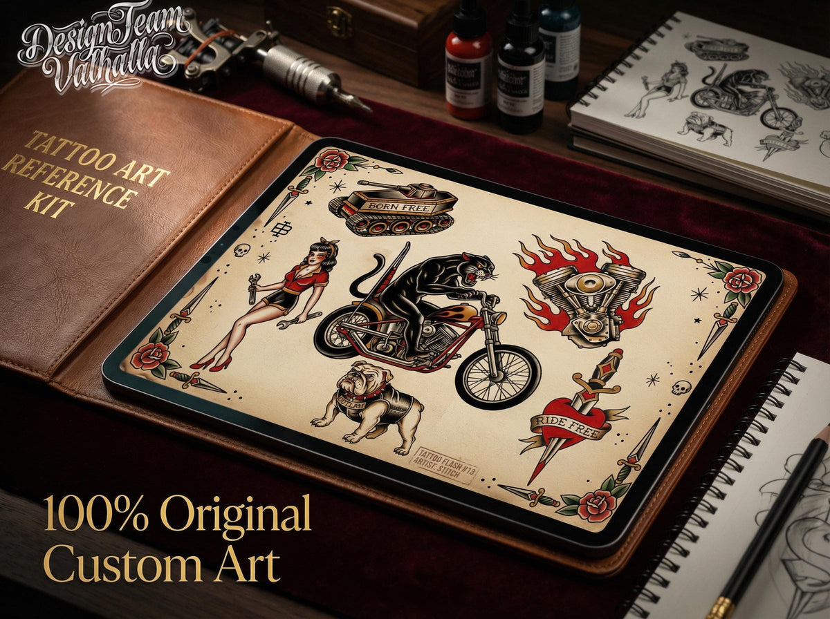 Traditional Biker Tattoo Stencils – Procreate Stamps