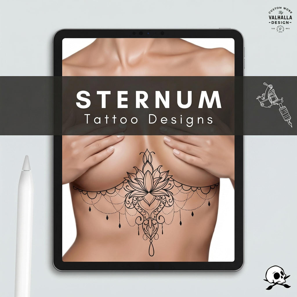 Sternum Tattoo Designs for Procreate: 25 Ready-Made Stamps + Construction Kit (Digital Download