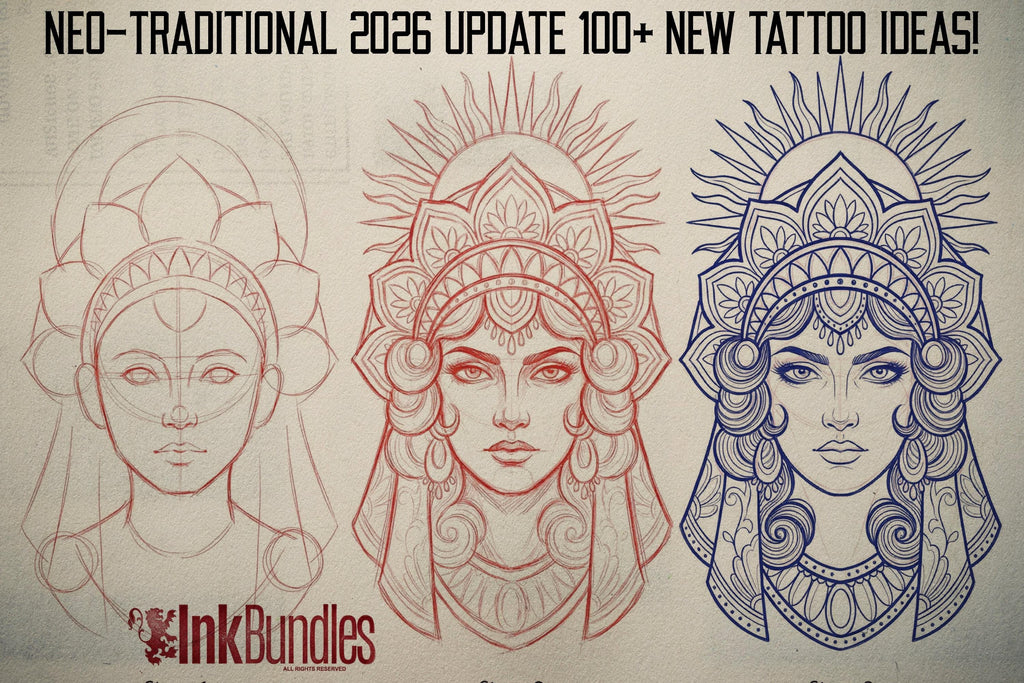 Neo-Traditional vol.1, Procreate creative design kit & custom art! 600+