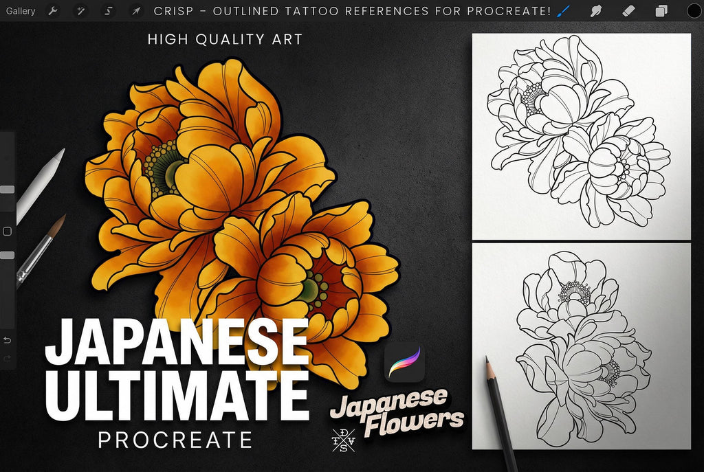 Japanese Tattoo Artist, Watercolor & Flash design kit