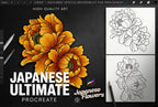 Japanese Tattoo Artist, Watercolor & Flash design kit