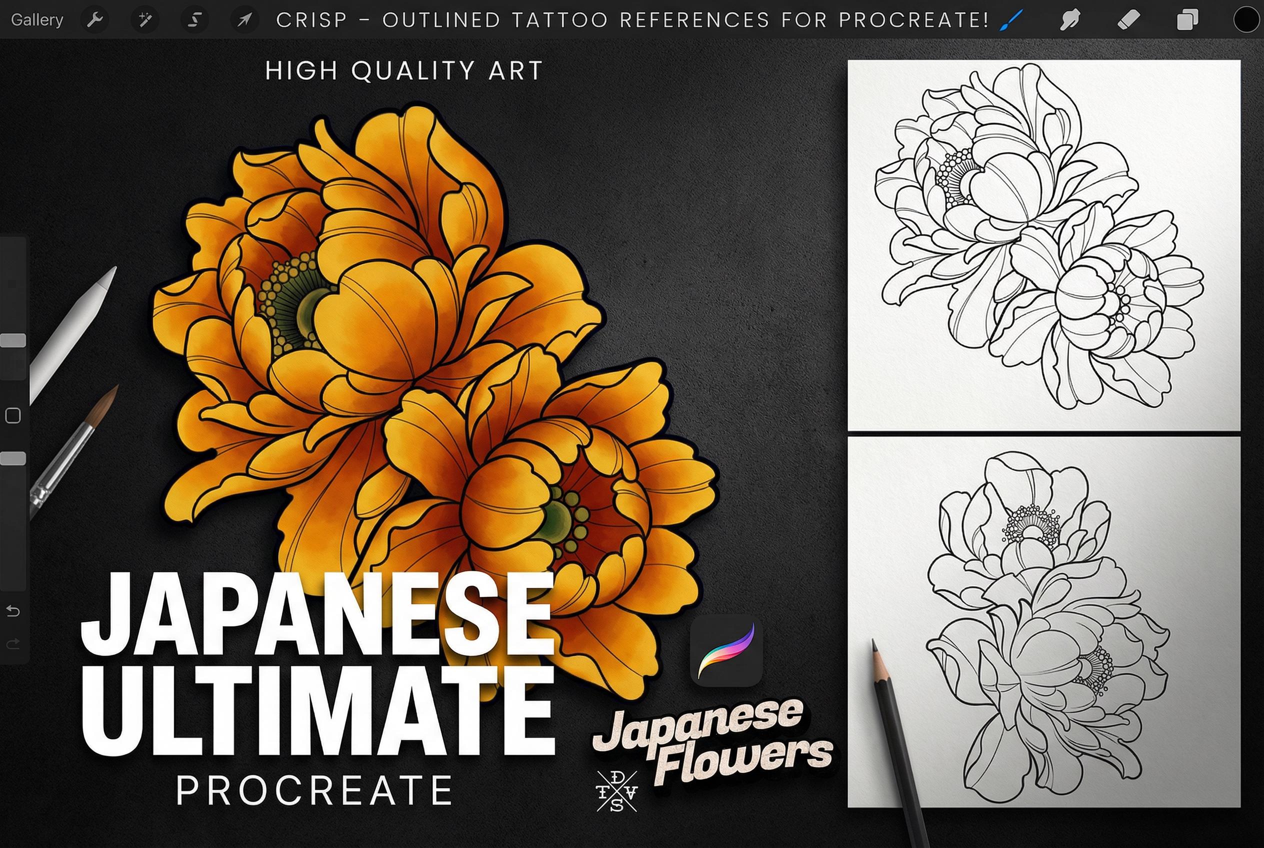 Japanese Tattoo Artist, Watercolor & Flash design kit
