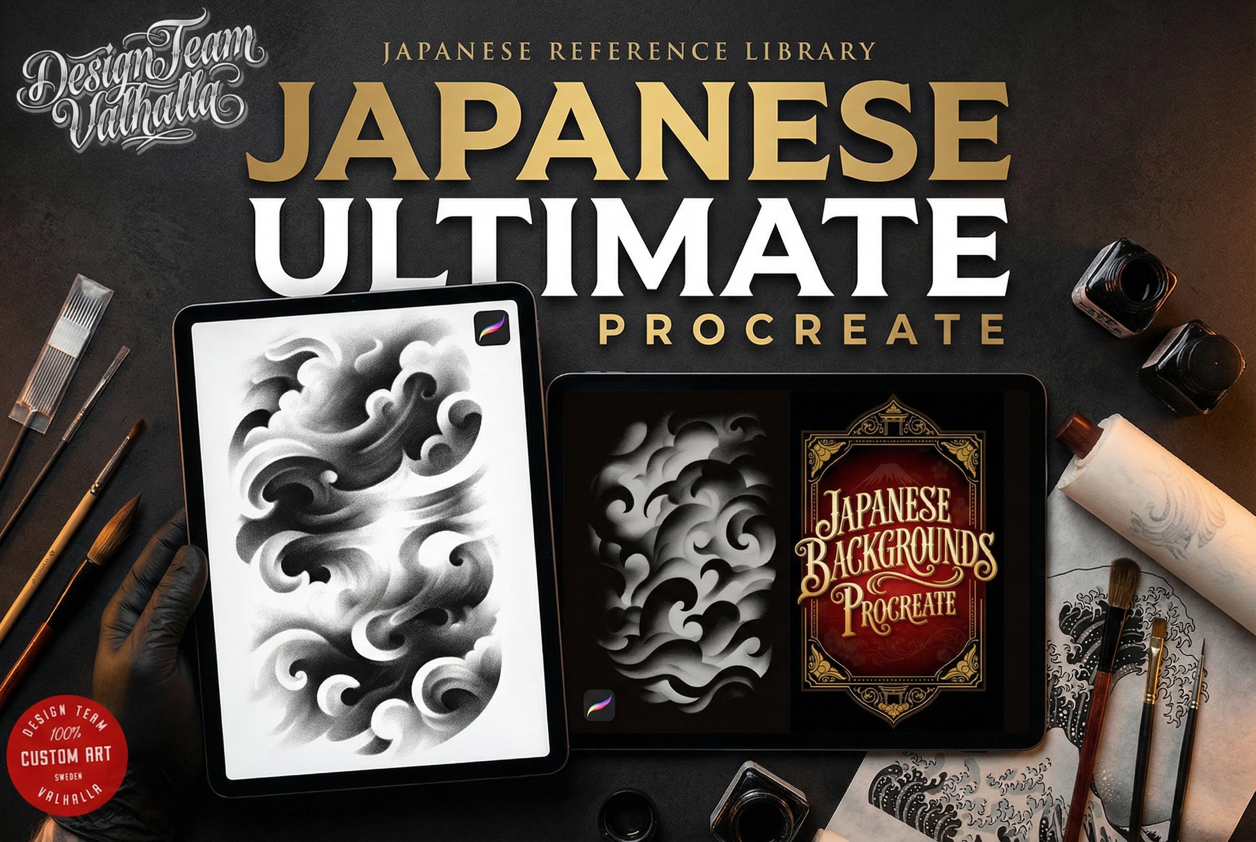 Japanese Tattoo Artist, Watercolor & Flash design kit