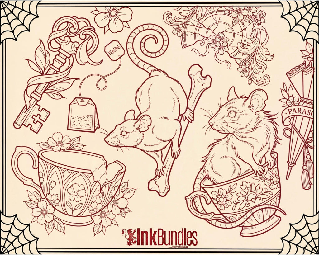 Tea Party Tattoo Stencils – Procreate Stamps