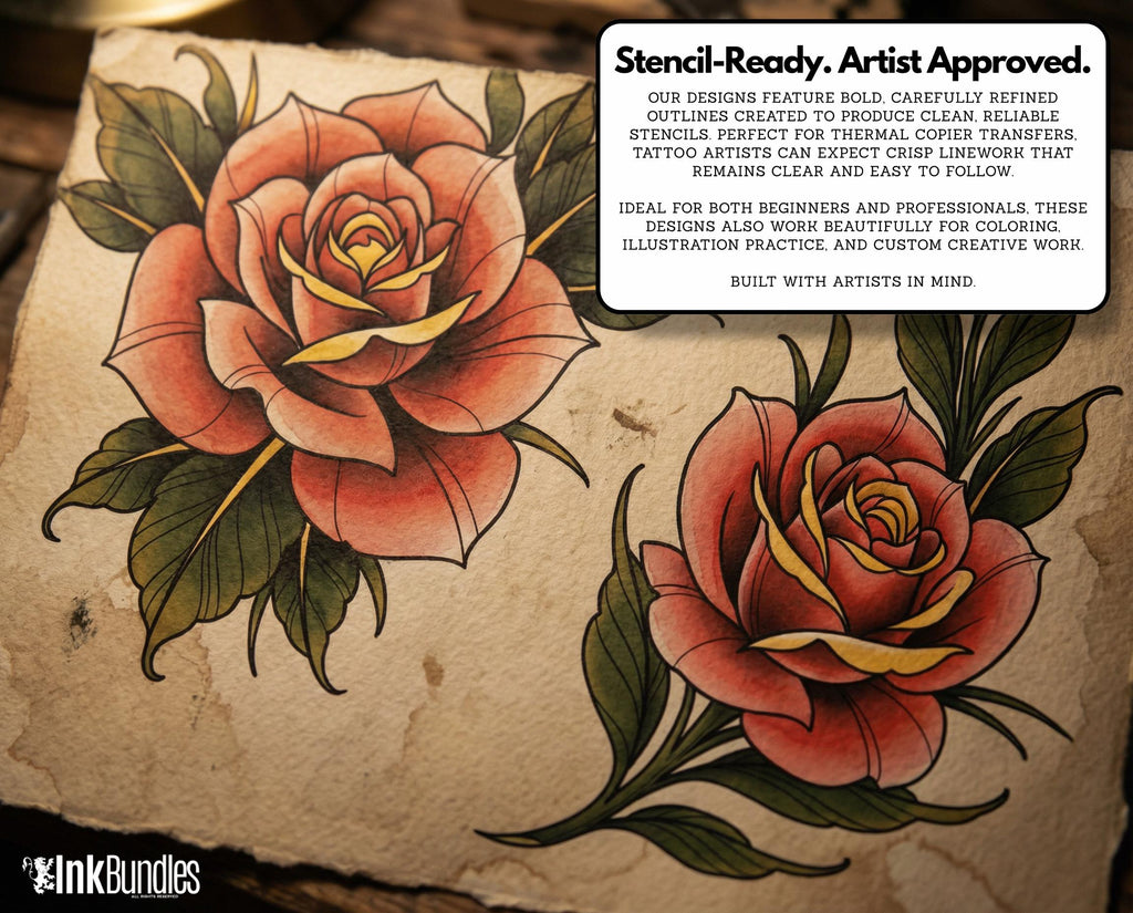 Rose Stencils & Flash work