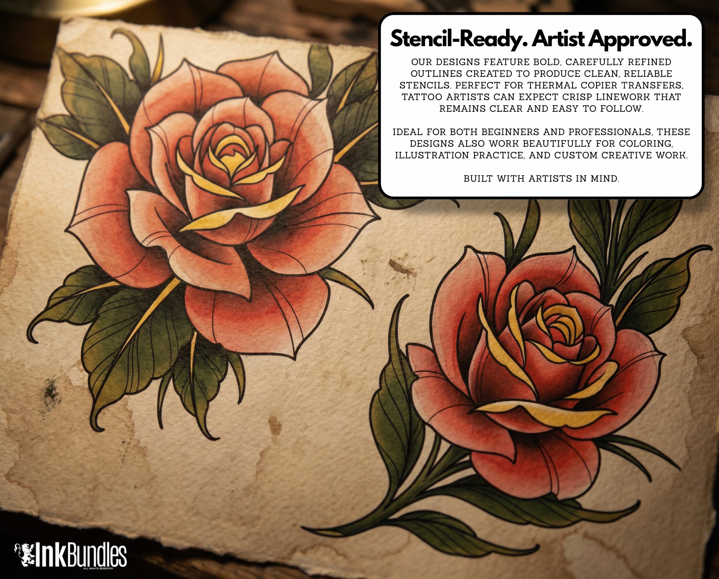 Rose Stencils & Flash work