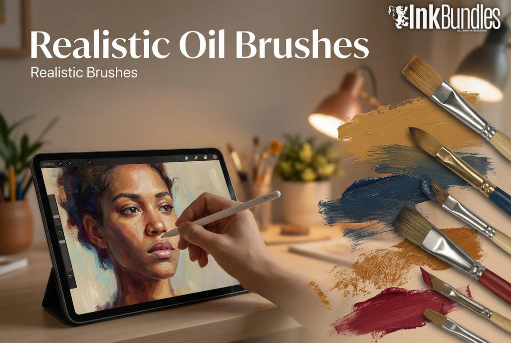 Master Oil Procreate Brush Set: 66 Custom Brushes, 4 Canvases