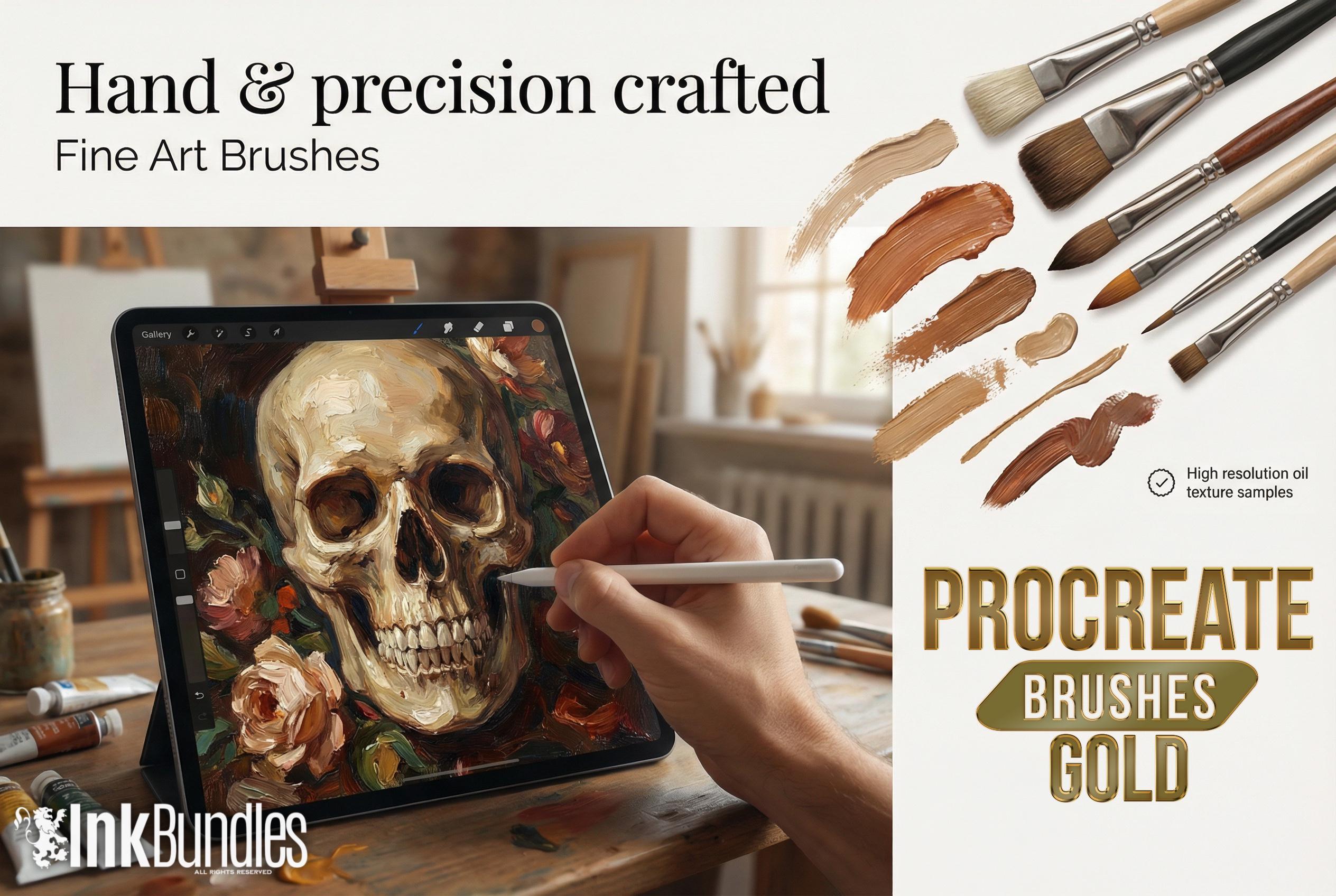 Master Oil Procreate Brush Set: 66 Custom Brushes, 4 Canvases