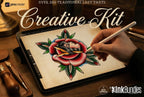 250+ Traditional Tattoo Lady Creator for Procreate | Old School Flash Stencils, DIY Assets & Brushset