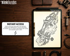 Fire & Torch Tattoo Toolkit, Flame, Lamp PNG Procreate Bundle, Tattoo Flash Brushset for Artists