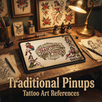 Traditional Pinup Design kit - Procreate | 150+ Classic old-scool , stencils ( digital download ) Tattoo Flash Art
