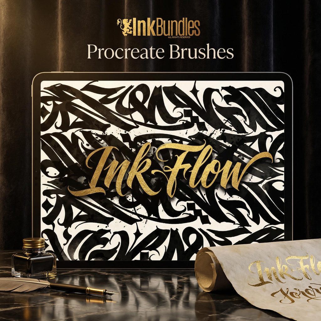 Blackletter Procreate Brushes: Gothic Calligraphy, Tattoo Lettering