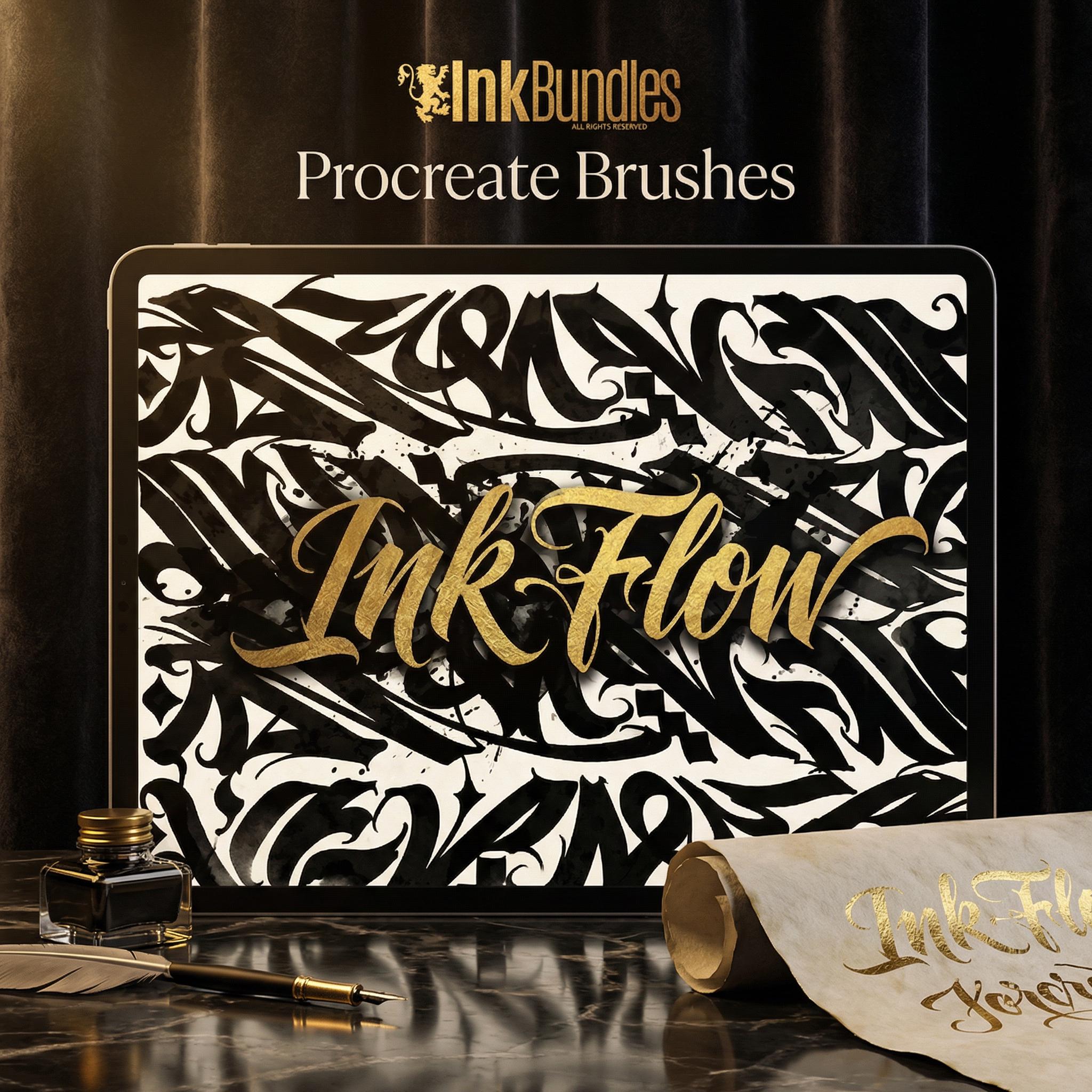 Blackletter Procreate Brushes: Gothic Calligraphy, Tattoo Lettering