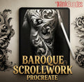 Baroque Scrollwork Design Kit: PNG & Procreate Stencils for Tattoos