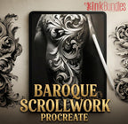 Baroque Scrollwork Design Kit: PNG & Procreate Stencils for Tattoos