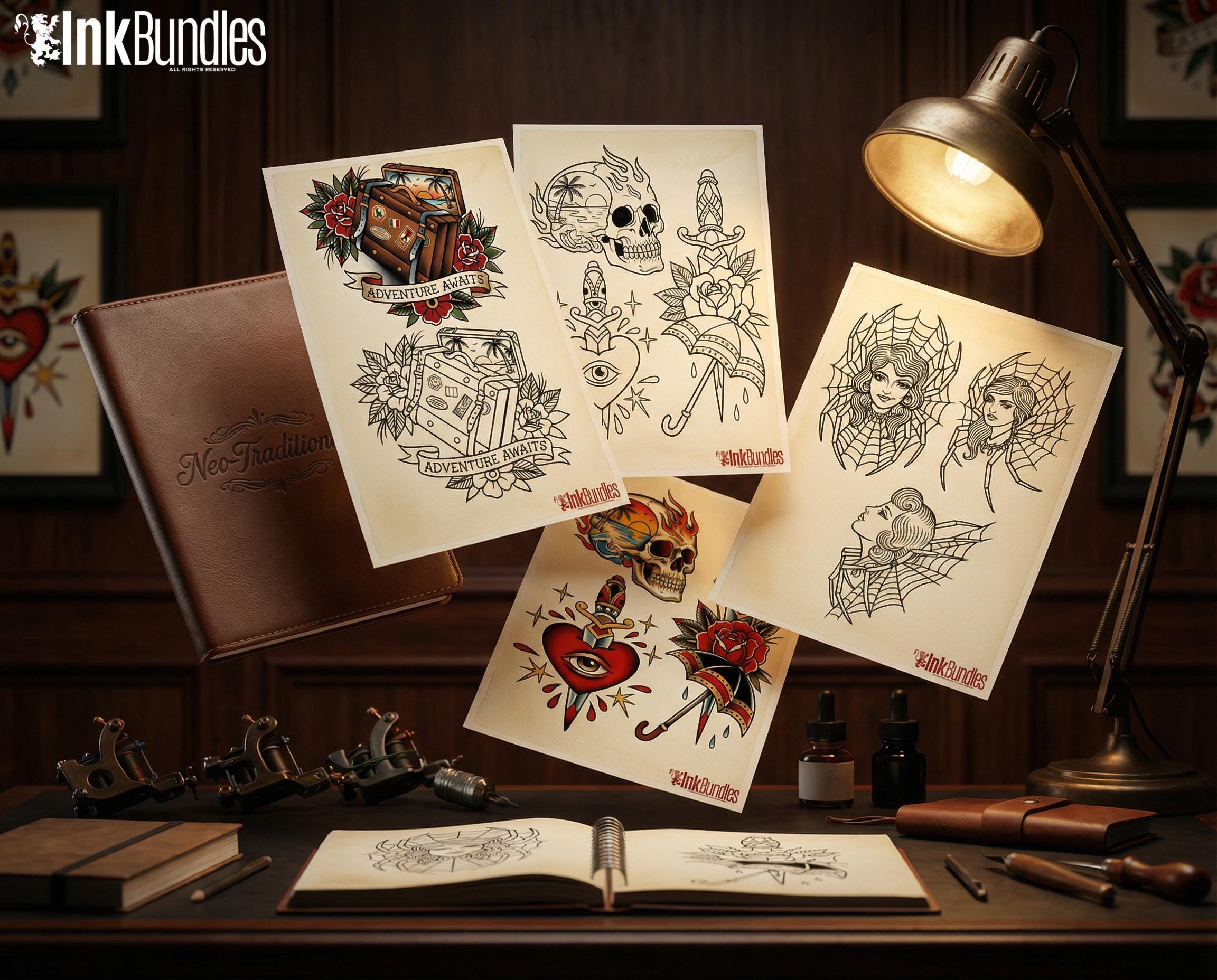 Neo-Traditional vol.1, Procreate creative design kit & custom art! 600+