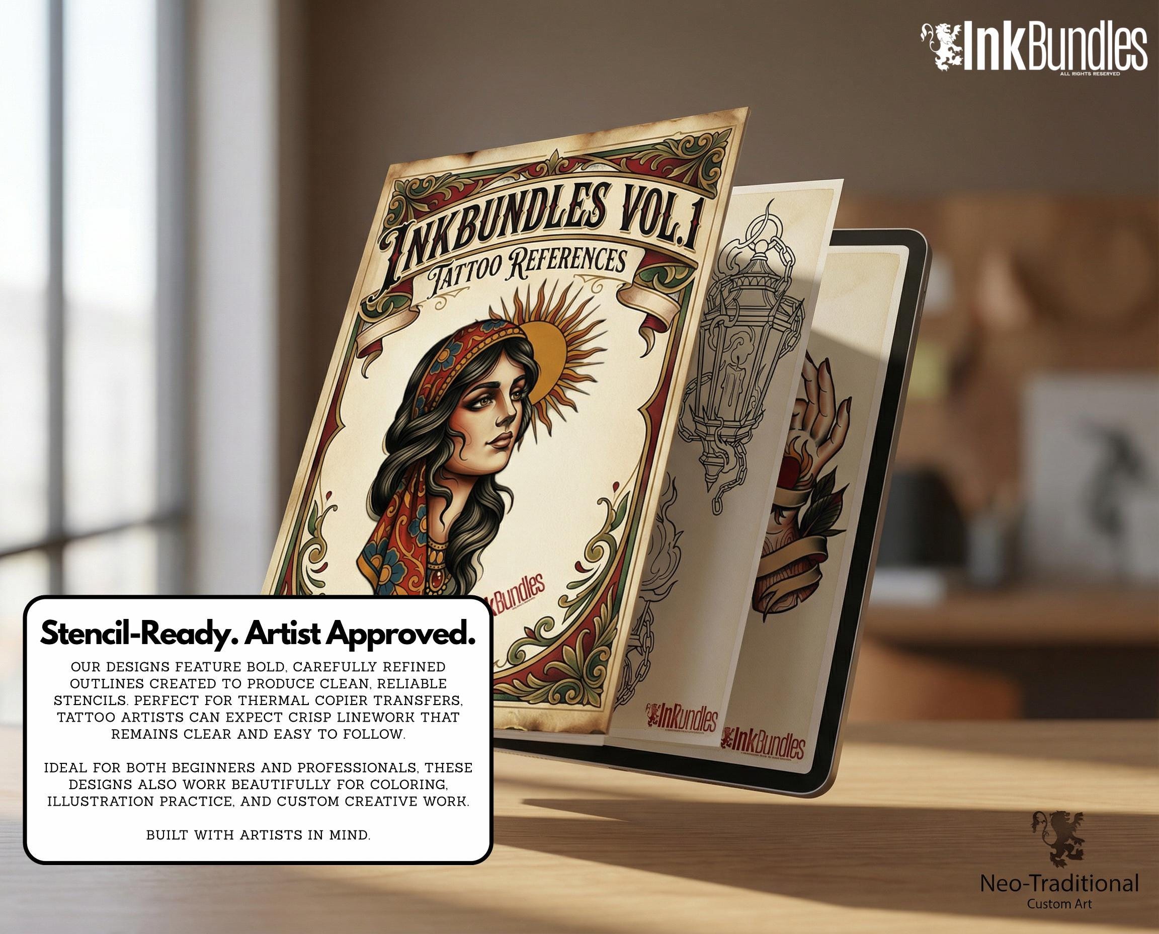Neo-Traditional vol.1, Procreate creative design kit & custom art! 600+