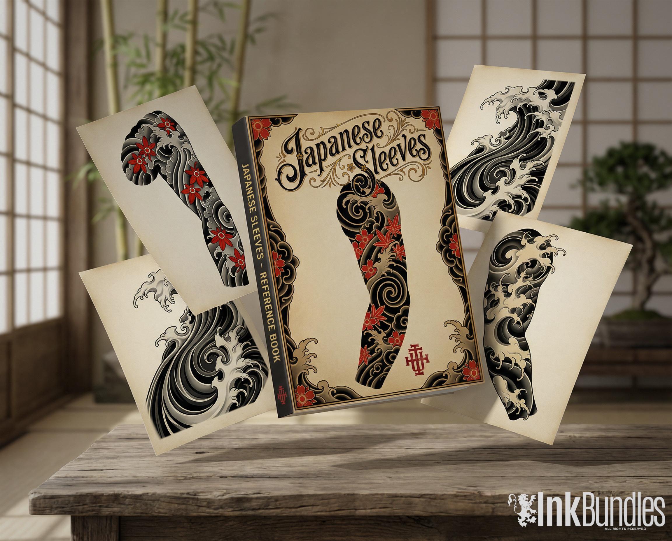 Japanese Traditional Sleeves, 4 irezumi bundles, sleeve stencils, Pdf, png & Procreate design bundle