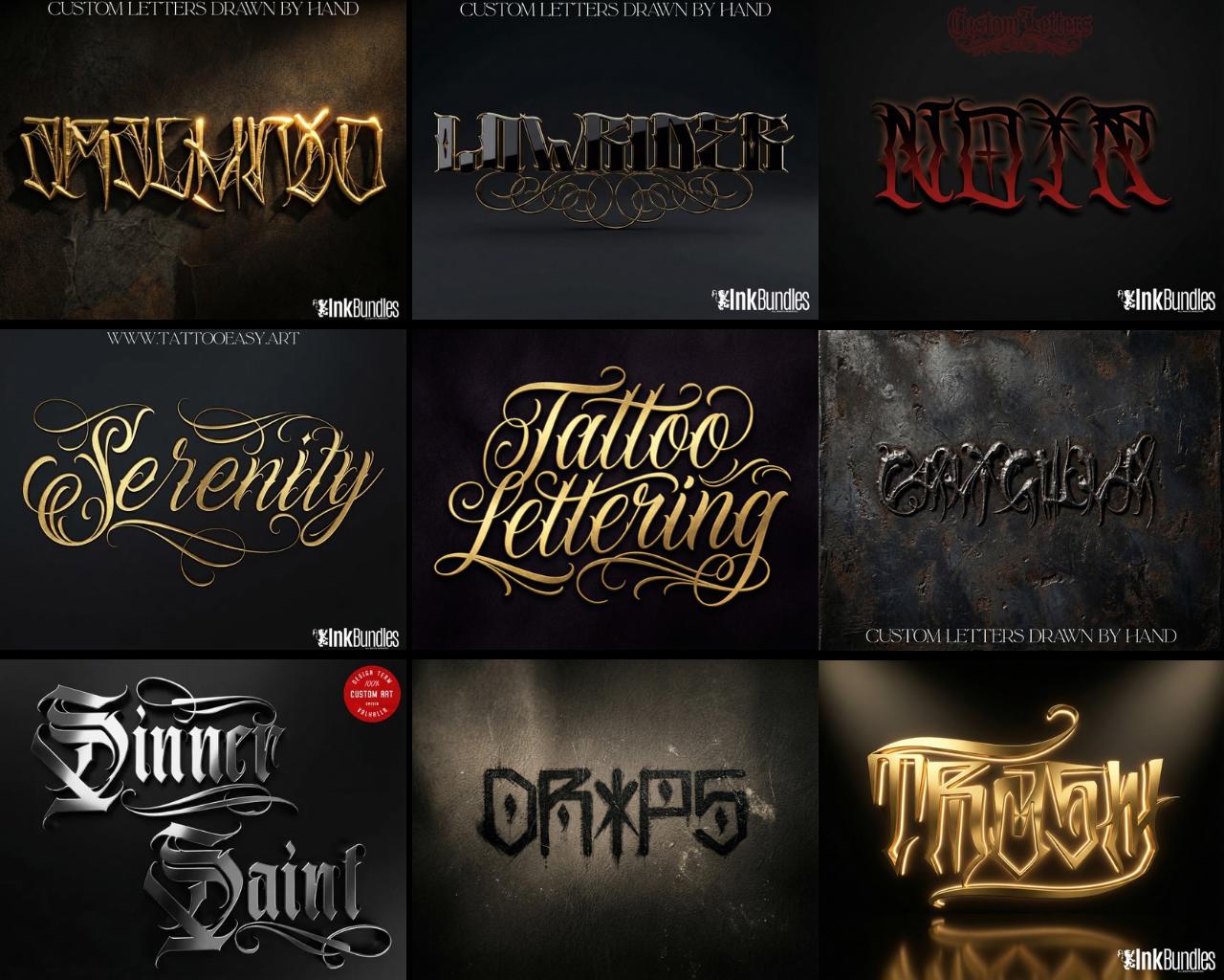 Tattoo Lettering Procreate Brushes, Stamps, PNG, SVG digital download