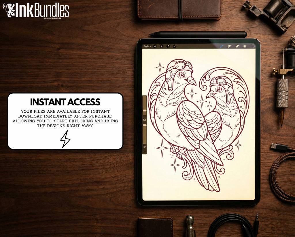 Neo-Traditional vol.1, Procreate creative design kit & custom art! 600+