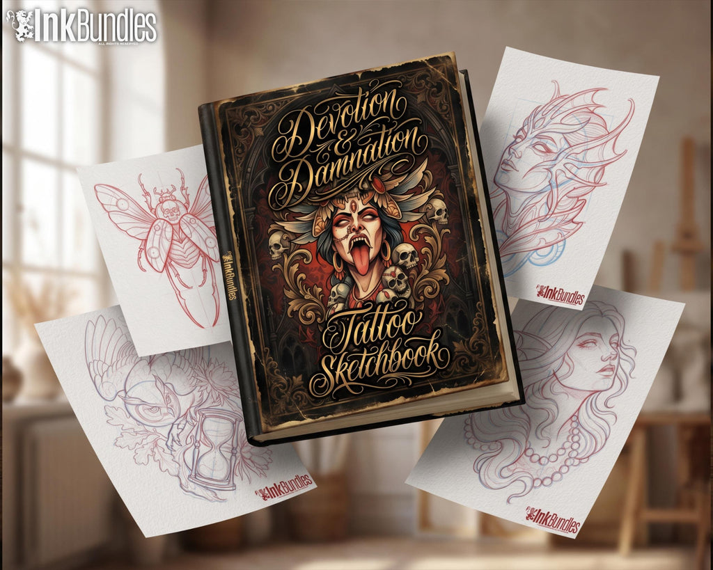 Devotion & Damnation - Neo Traditional Tattoo Flash PDF