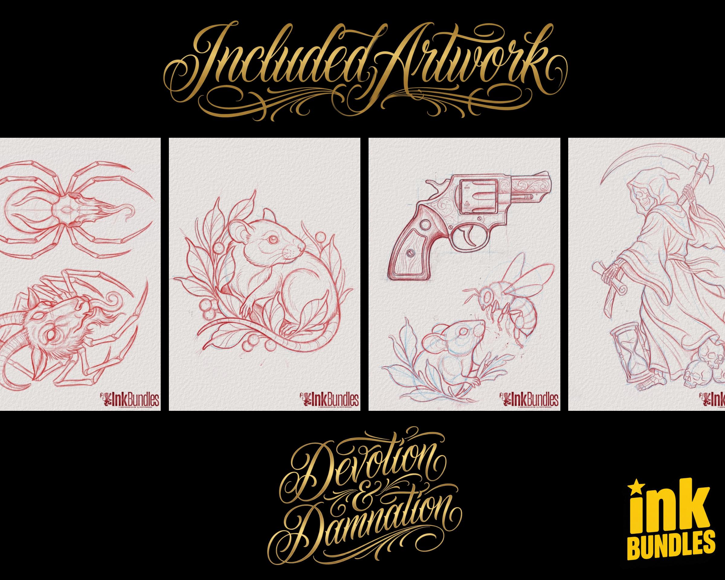 Devotion & Damnation - Neo Traditional Tattoo Flash PDF
