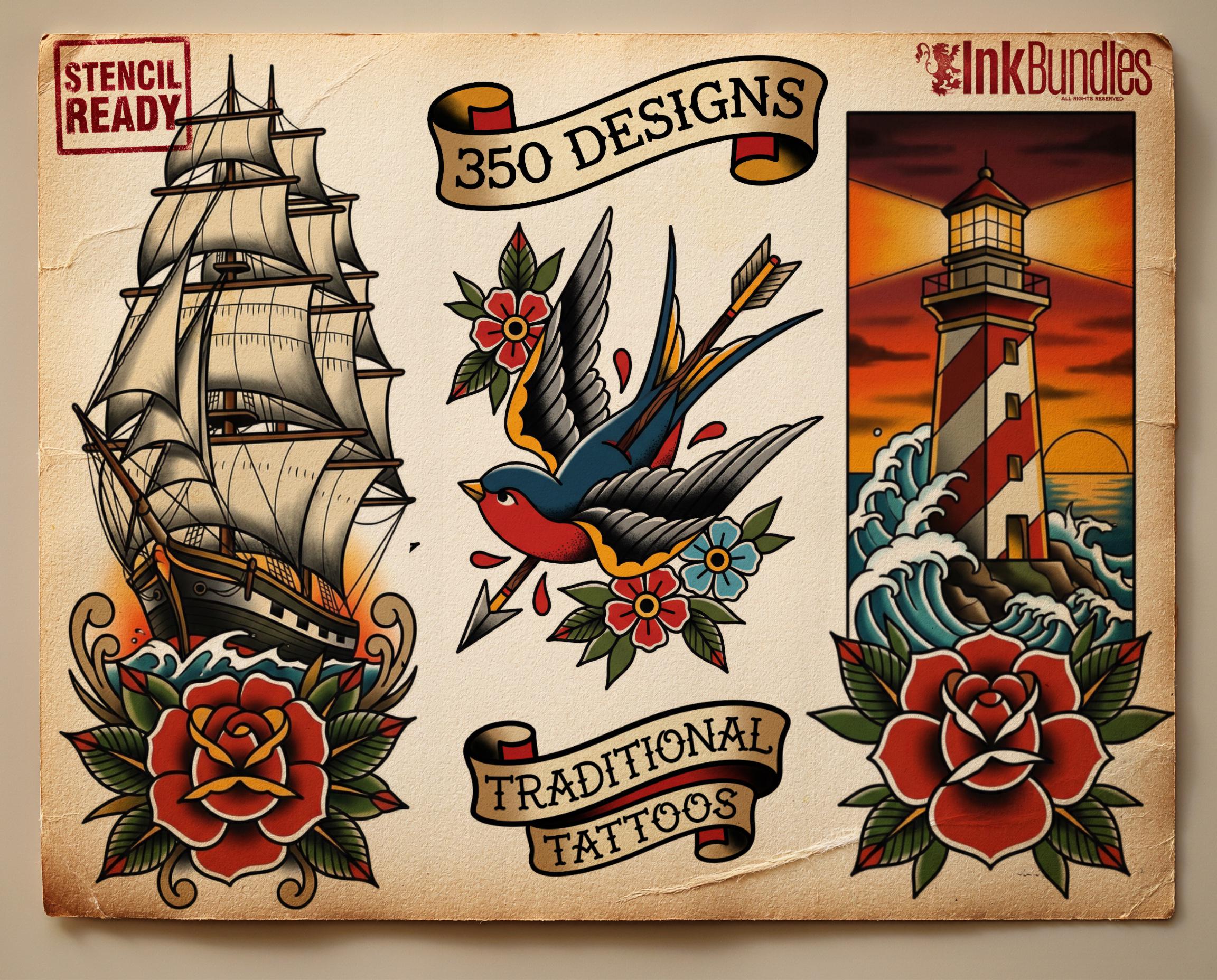350+ Traditional Tattoo Ideas – Procreate Stamps | Old School