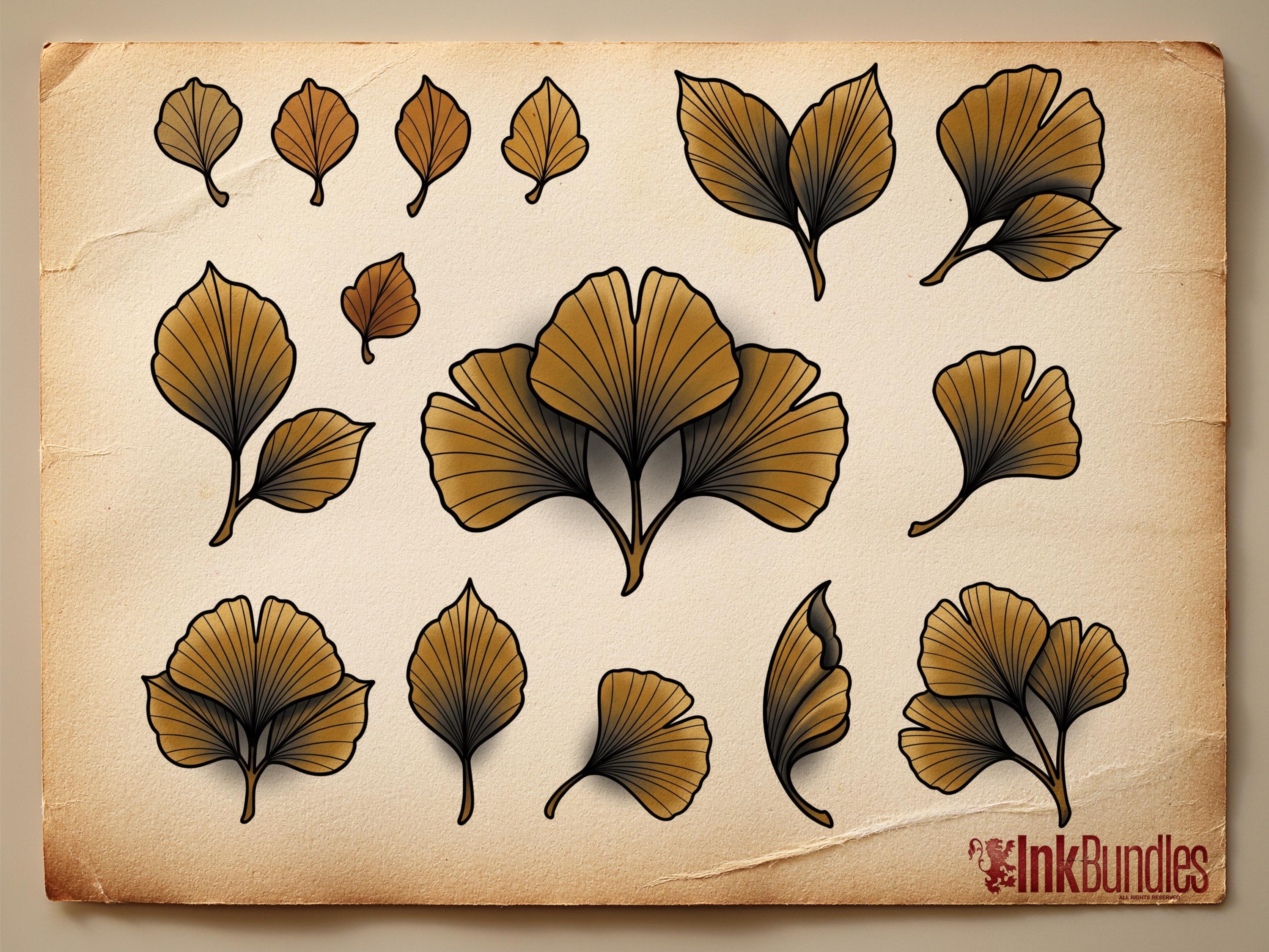 Procreate Neo traditional Fine Line Leaves, Custom Leaf Design Kit