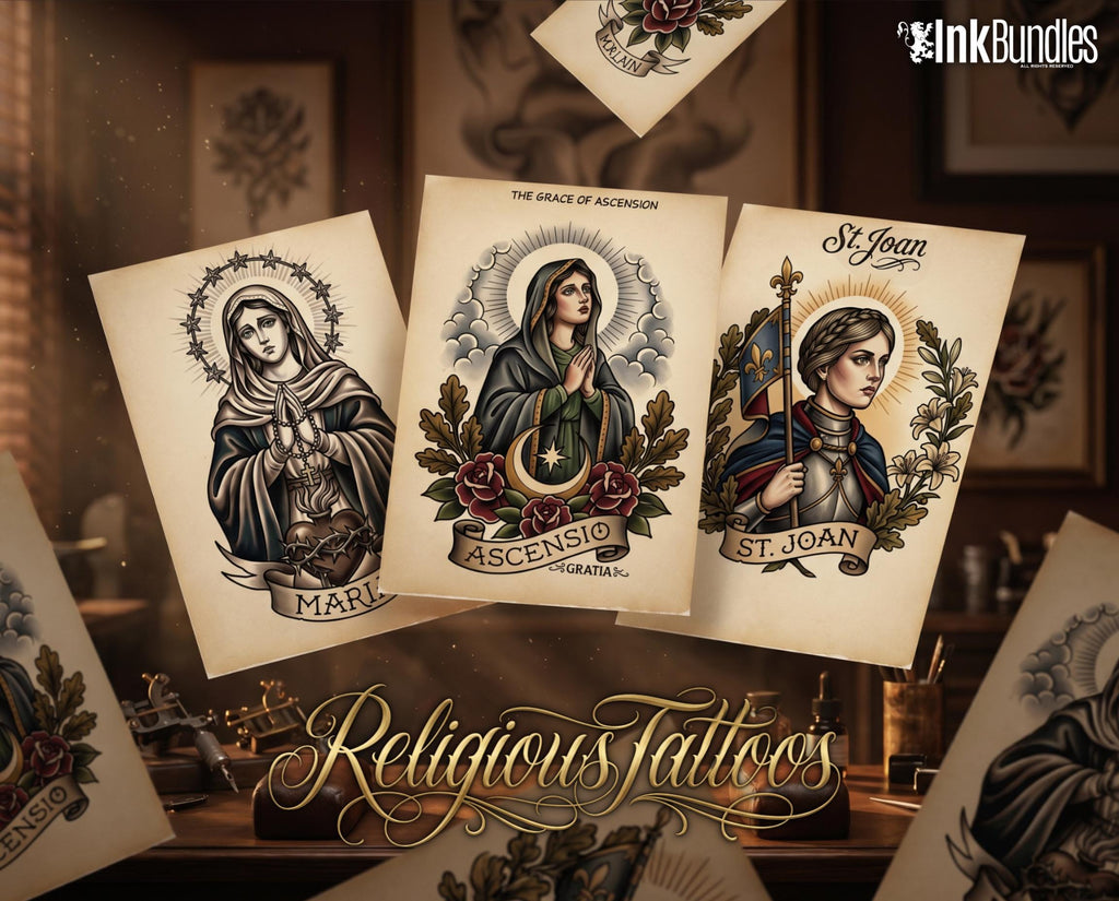 Religious Designs | Procreate + PNG & Ebook| Saints | Tatto art stencils
