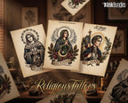 Religious Designs | Procreate + PNG & Ebook| Saints | Tatto art stencils