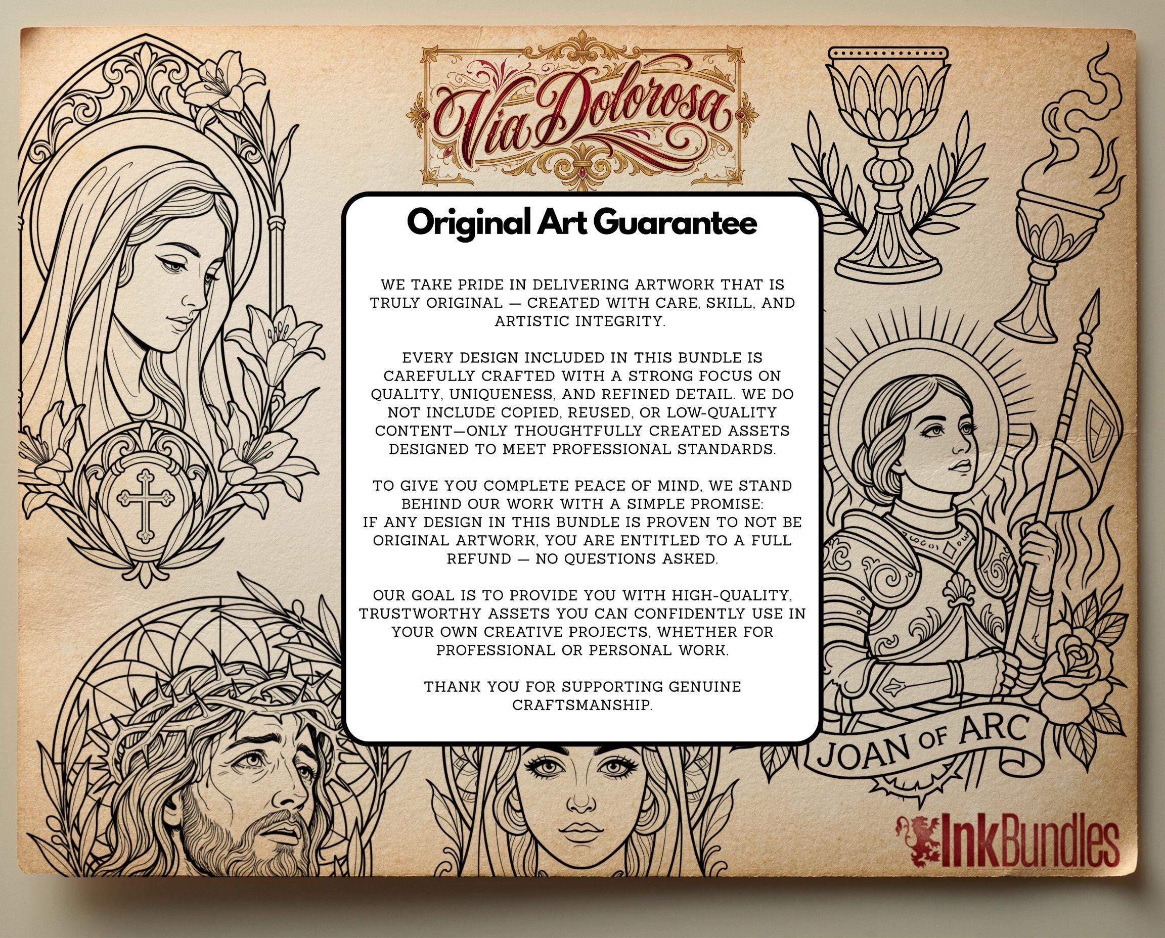 Religious Designs | Procreate + PNG & Ebook| Saints | Tatto art stencils