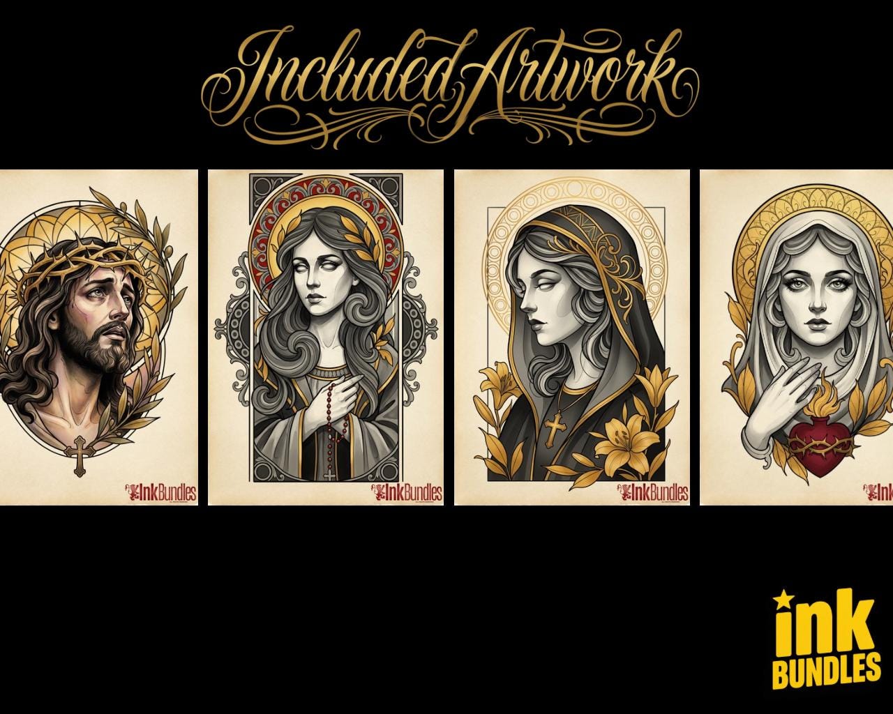Religious Designs | Procreate + PNG & Ebook| Saints | Tatto art stencils