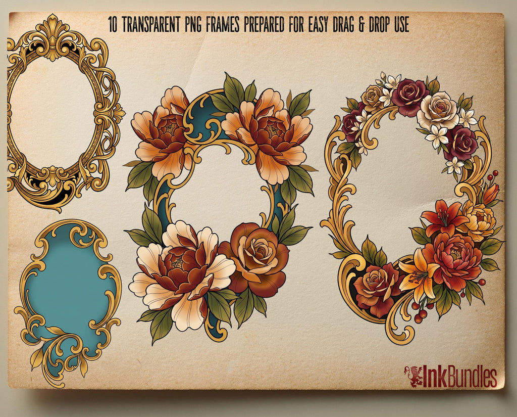 Decorative Frames Tattoo Stencil art – Frame templates & Designs Procreate | PNG | PDF Tattoo References