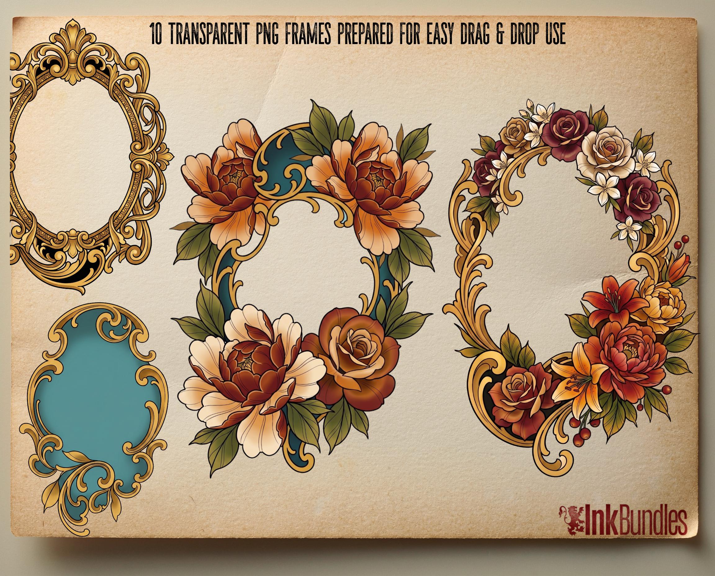 Decorative Frames Tattoo Stencil art – Frame templates & Designs Procreate | PNG | PDF Tattoo References